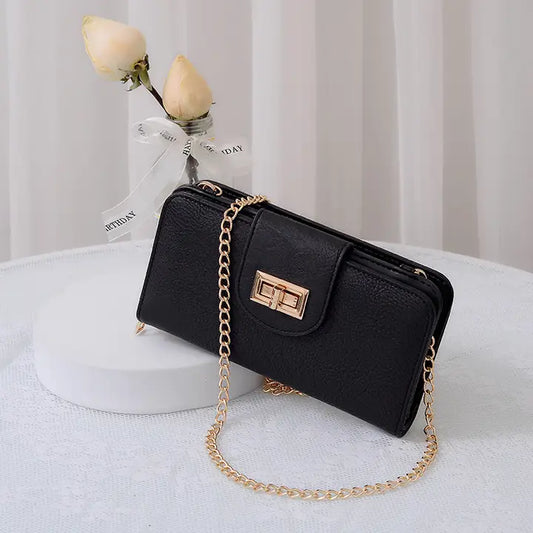 Turn-Lock Crossbody Wallet