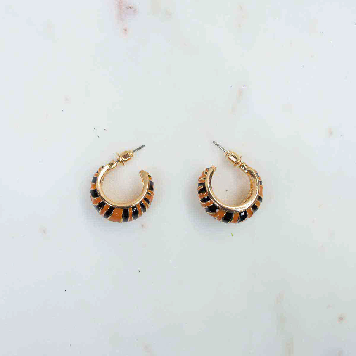 Tiger Stripe Open Hoop Earrings