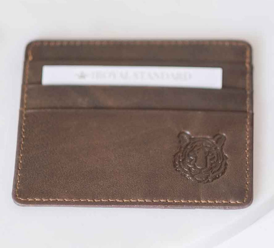 Tiger Embossed Slim Leather Wallet
