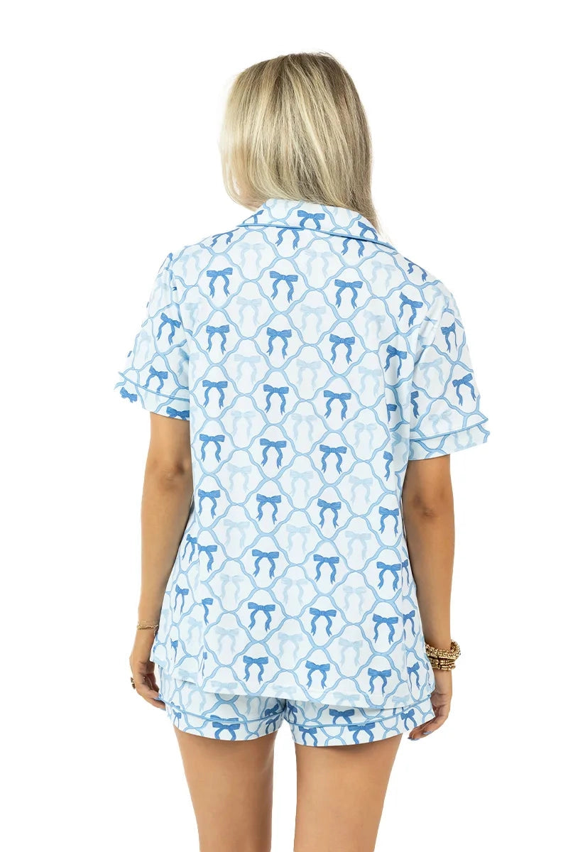 Blue Mini Bow Pajama Set