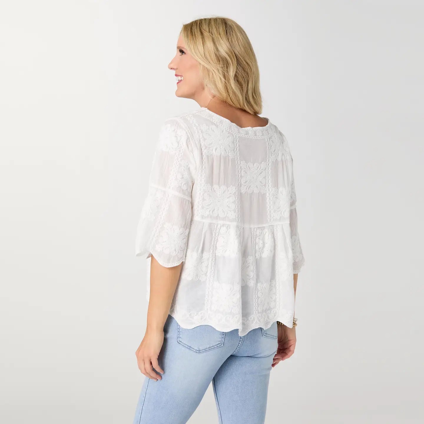Elyse Embroidered Babydoll Top