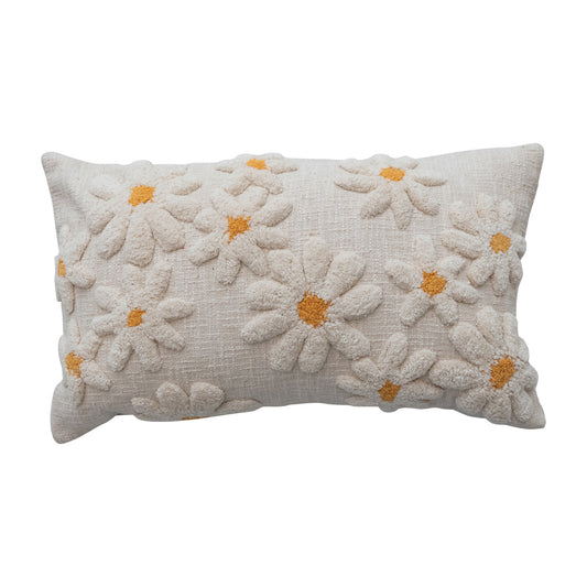 Tufted Flowers Lumbar Pillow