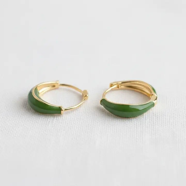 Vintage Green Huggie Earrings