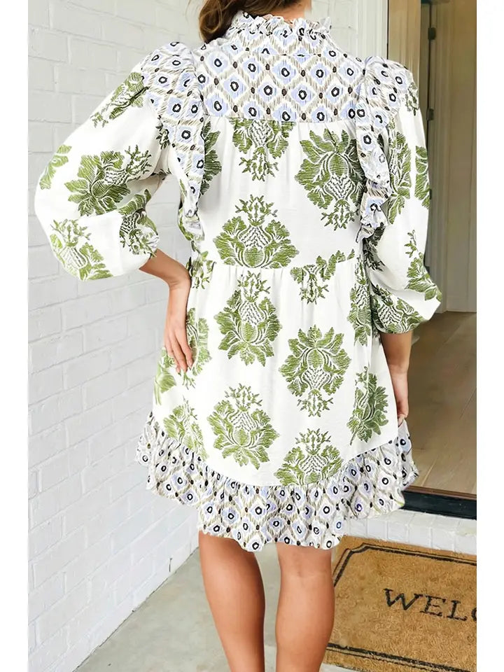Floral / Patchwork Ruffle Dress
