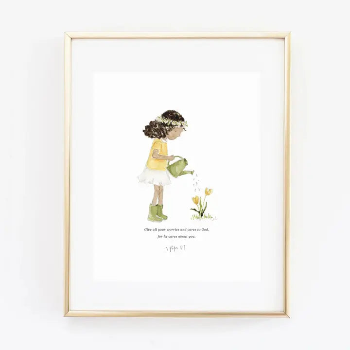 Watering Girl Scripture Print