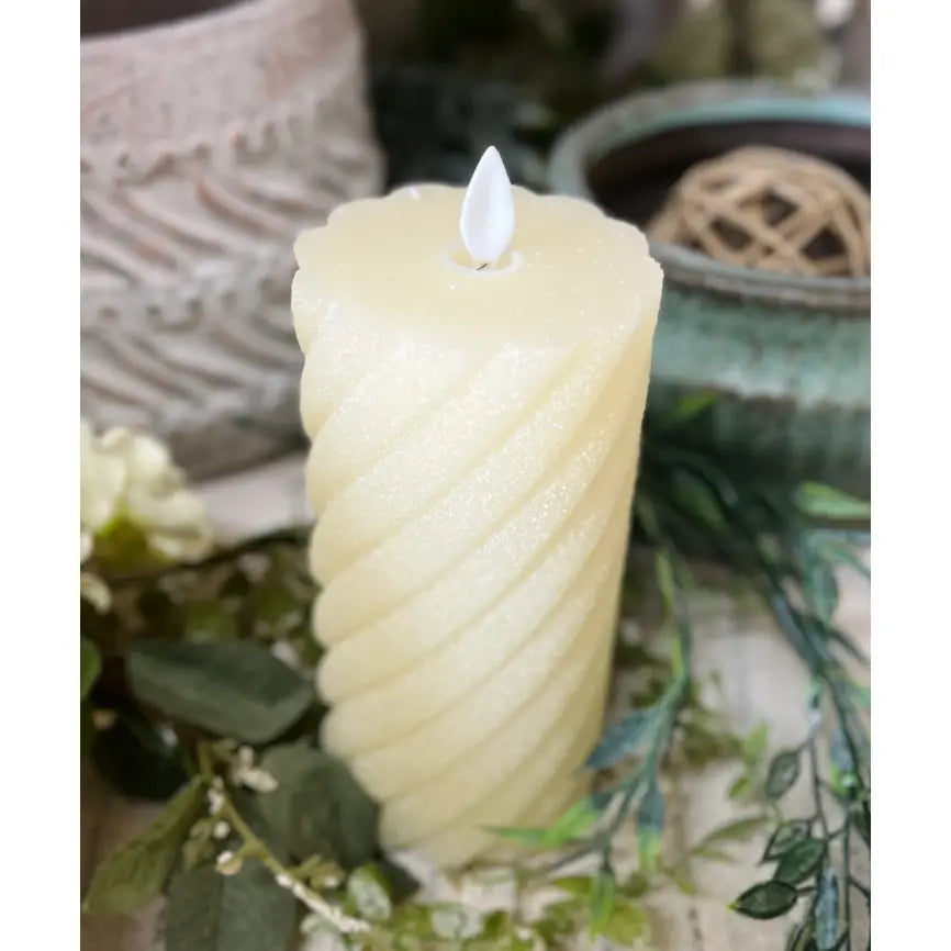 Cream Swirl Frosted LED Candle