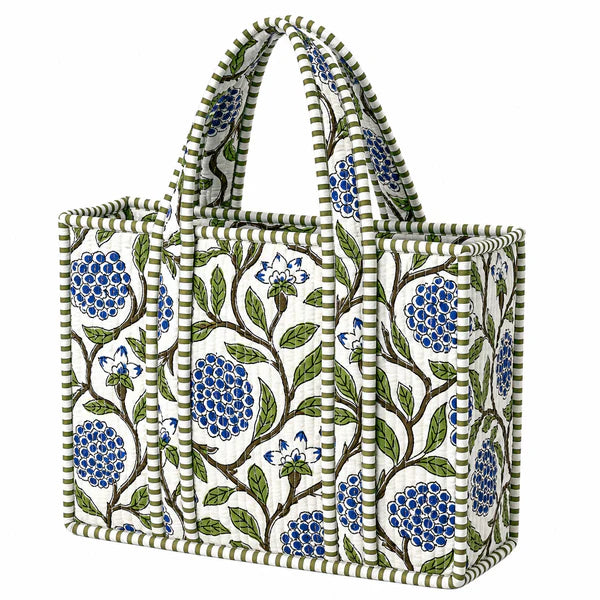 Blue Floral Mini Quilted Tote
