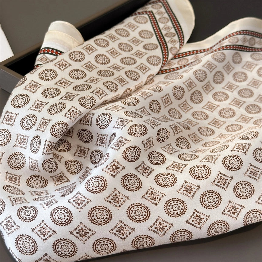 Geometric Print Silk Scarf