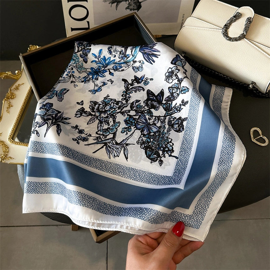 Butterfly Print Satin Scarf