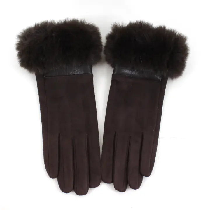 Vegan Suede/Fur Gloves