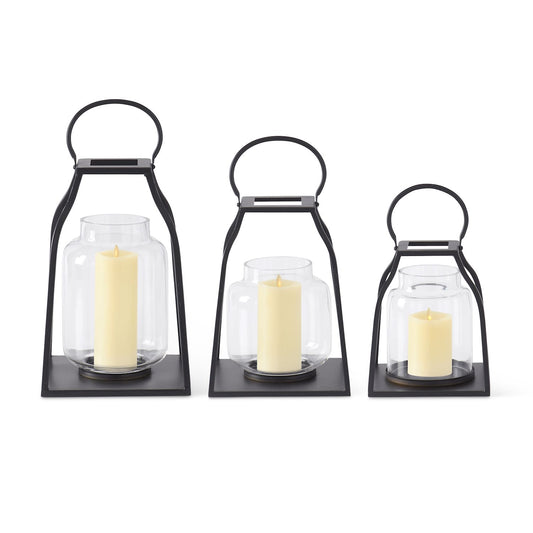 Black Metal Trapezoid Lanterns - Medium