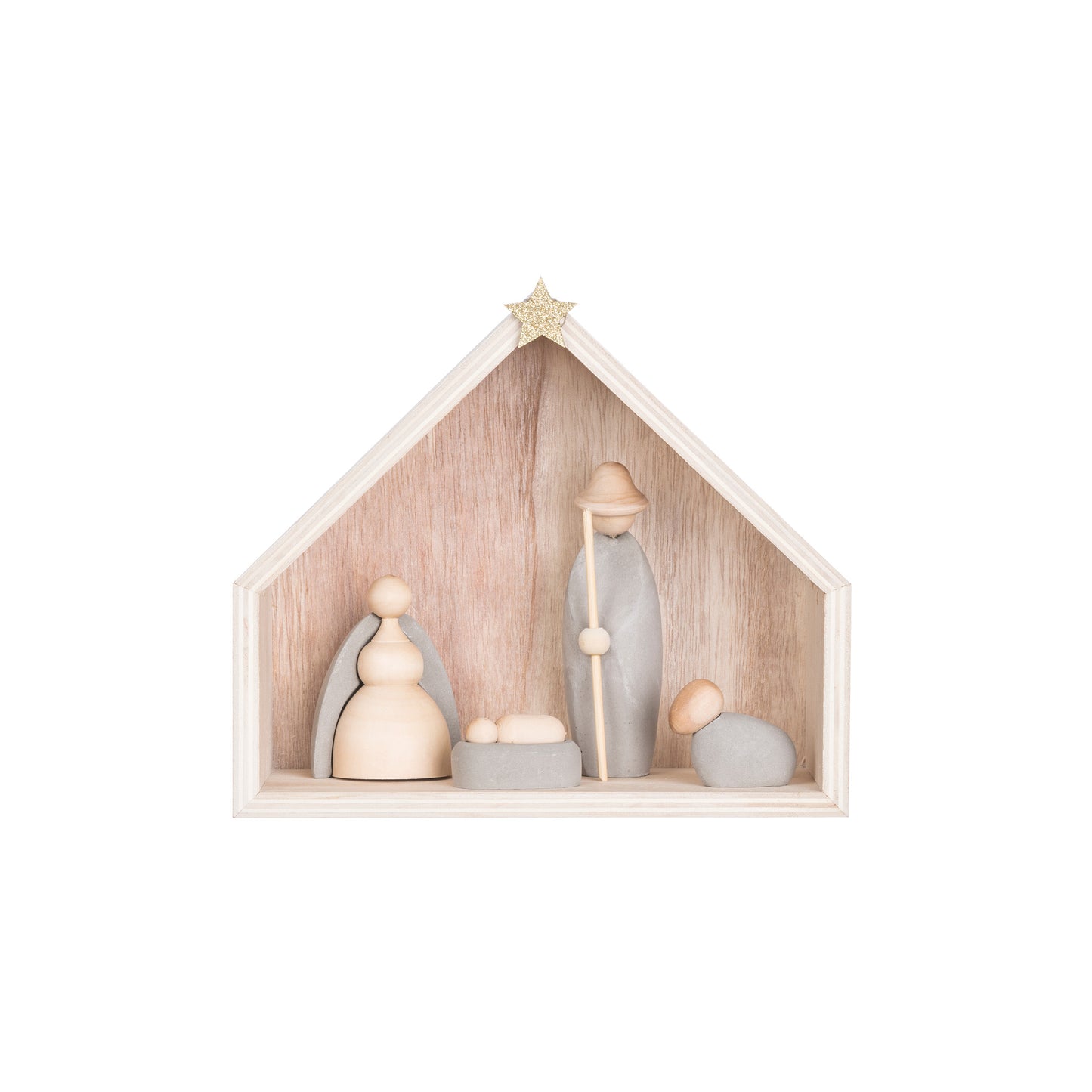 Wood & Cement Nativity Set