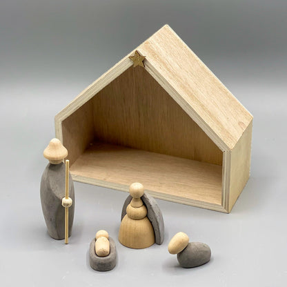 Wood & Cement Nativity Set