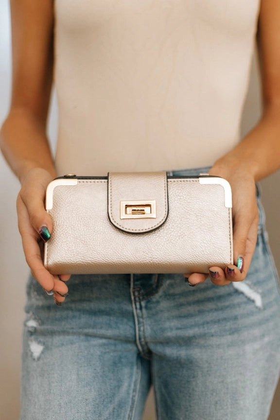 Turn-Lock Crossbody Wallet