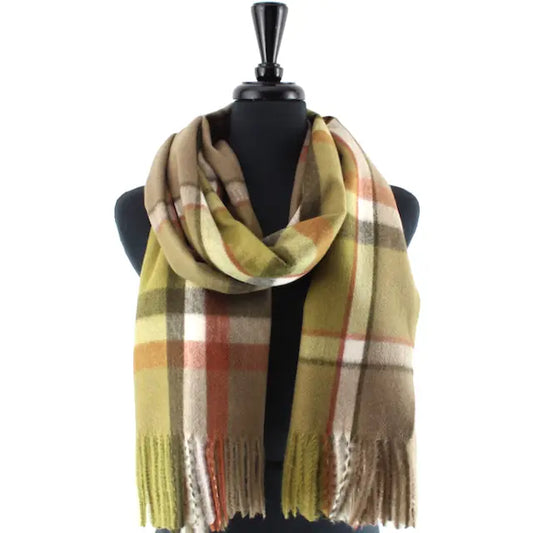 Fenella Fringed Plaid Scarf
