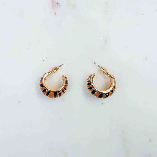 Tiger Stripe Open Hoop Earrings