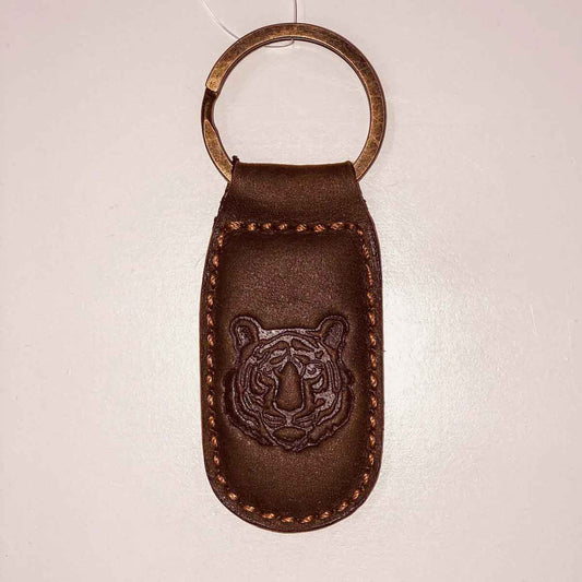 Tiger Embossed Leather-Keychain