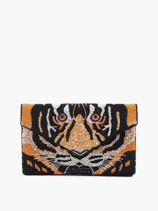 Beaded Bengal Flapover Clutch