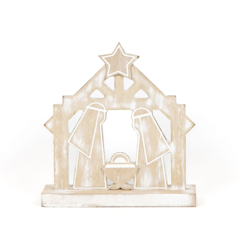 Wood Cutout Nativity Decor