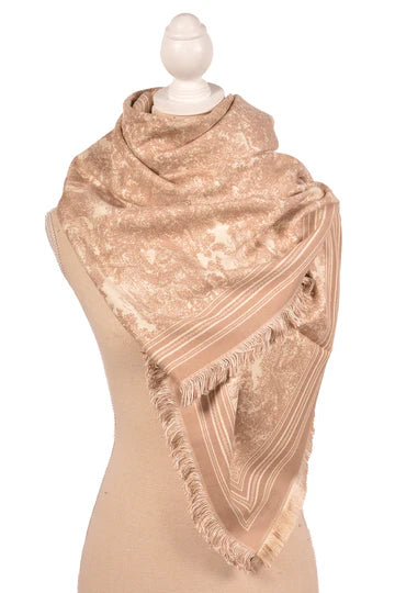 Fringe Printed Wrap Scarf