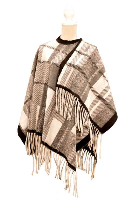 Plaid Wrap Poncho