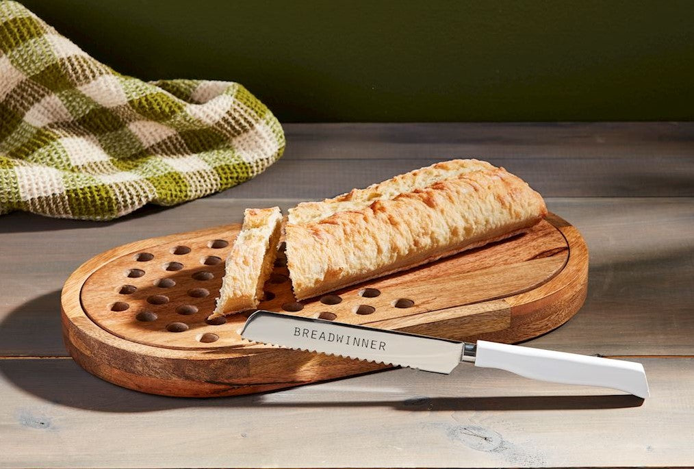 Bread Board with Crumb Catcher & Knife Set