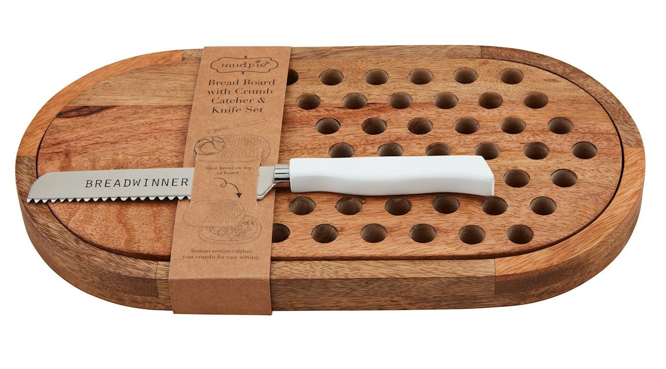 Bread Board with Crumb Catcher & Knife Set