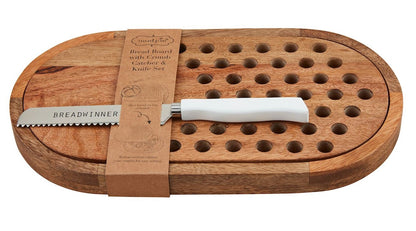 Bread Board with Crumb Catcher & Knife Set