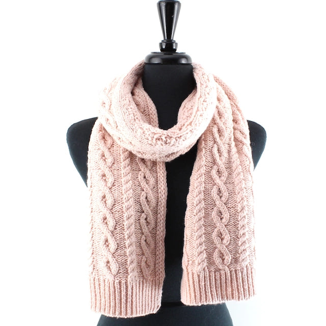 Cable Knit Woven Hat/Scarf Set