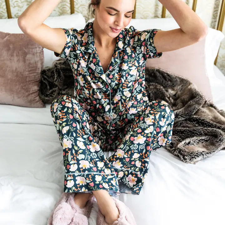 Satin Pajama Set - Petal to the Metal