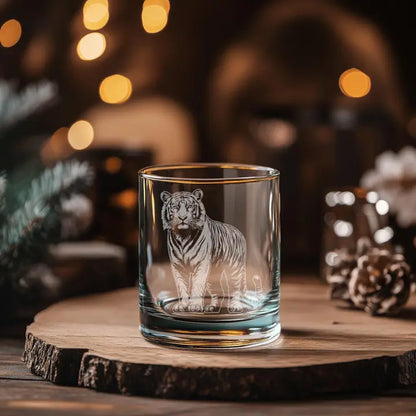 Etched Bengal Rocks Glass