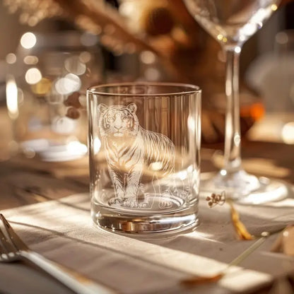 Etched Bengal Rocks Glass