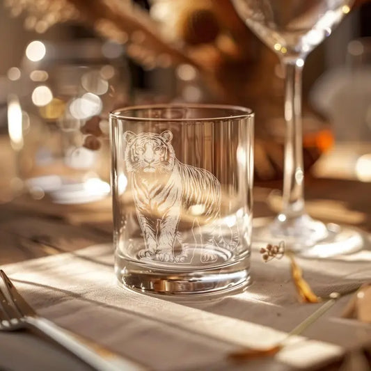 Etched Bengal Rocks Glass