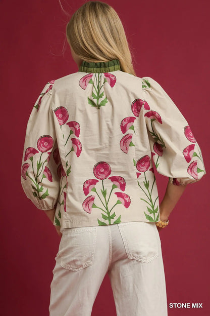 Floral Print Ruffle Top