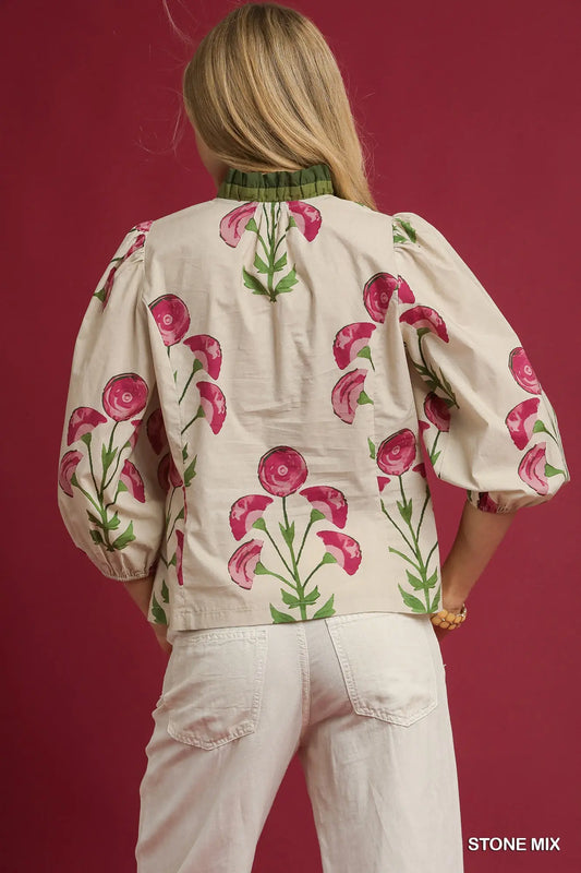Floral Print Ruffle Top