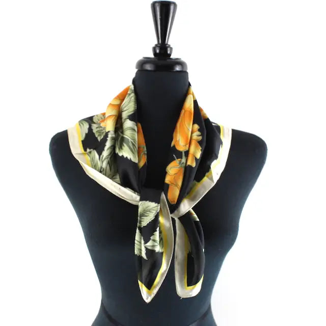 Black/Orange Floral Scarf