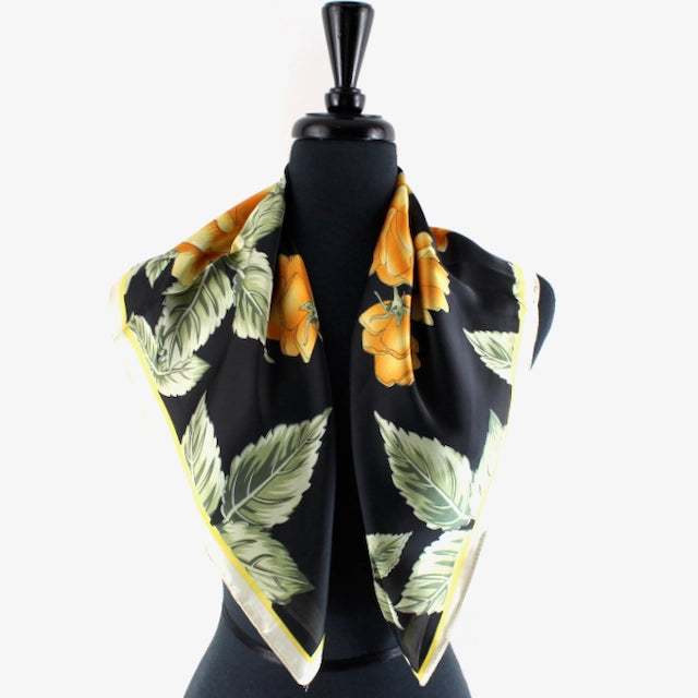 Black/Orange Floral Scarf