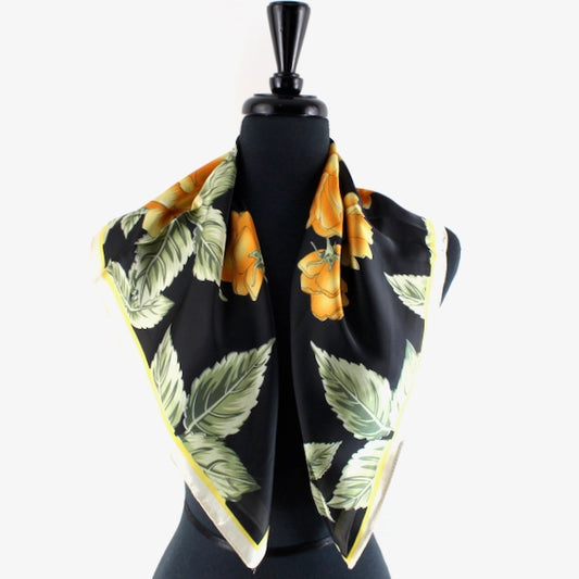 Black/Orange Floral Scarf