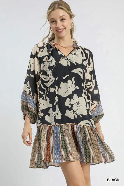 Ruffled Skirt Midi Dress