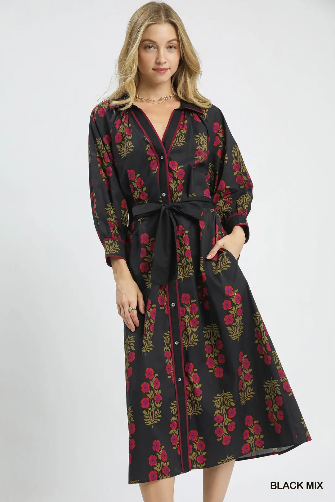 Floral Button-Front Dress