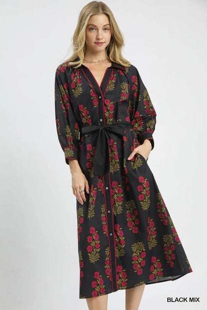 Floral Button-Front Dress