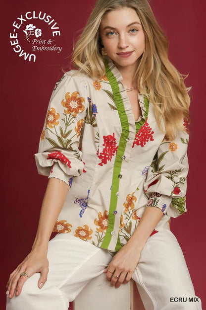 Floral Button-Down Blouse