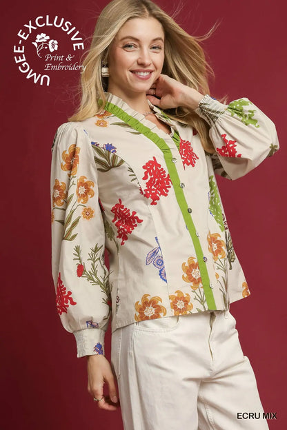 Floral Button-Down Blouse
