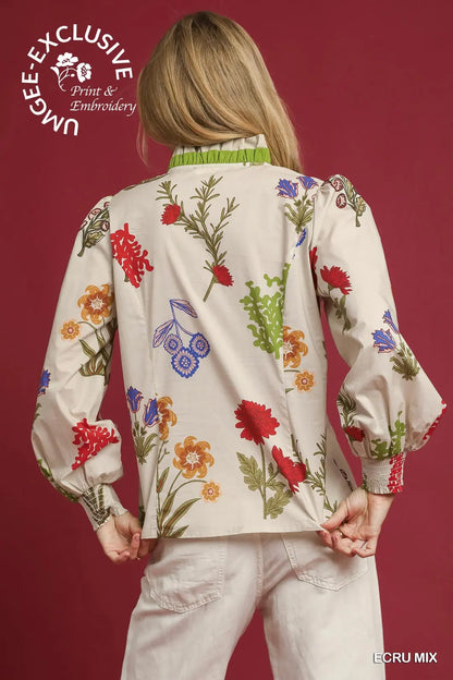 Floral Button-Down Blouse