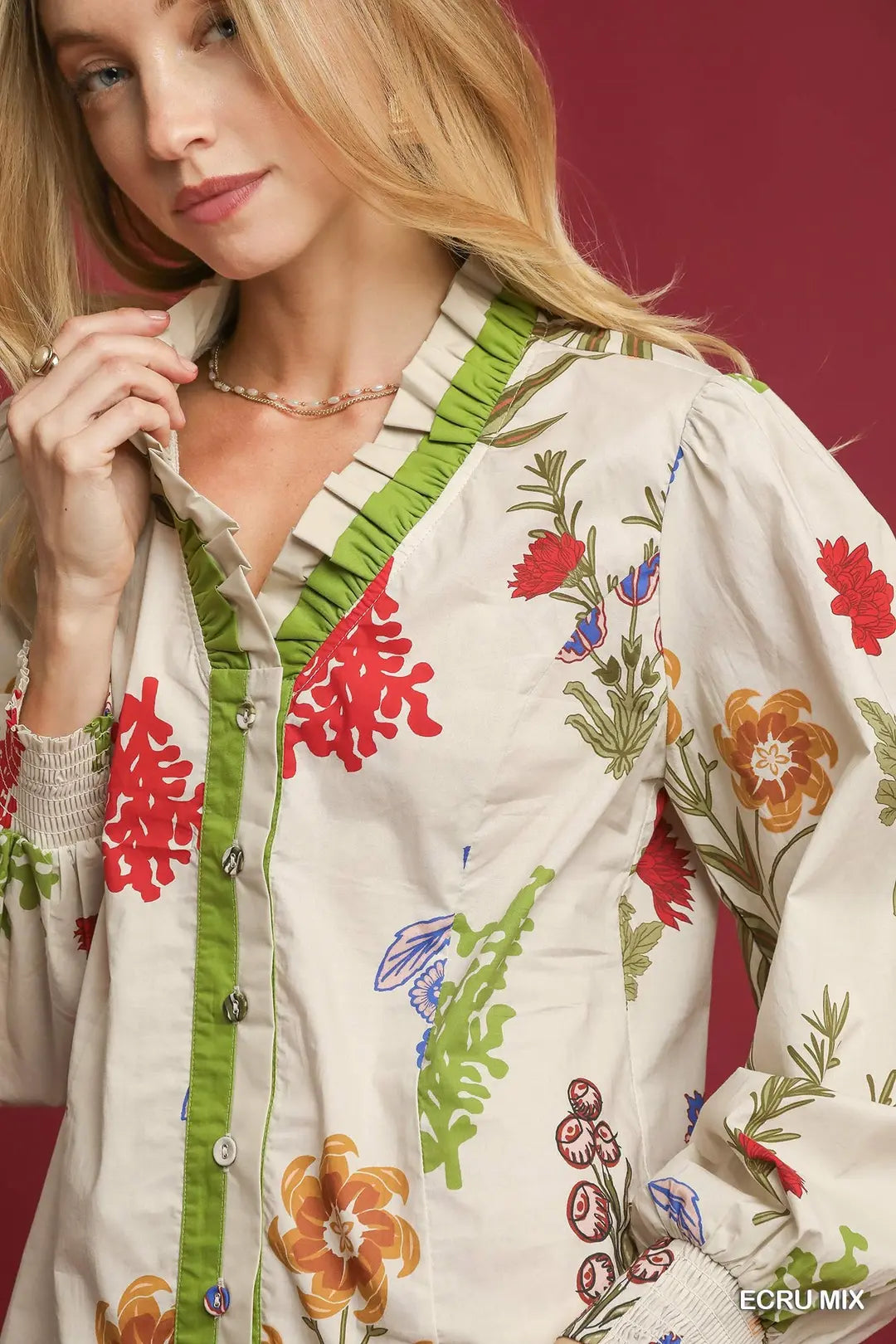 Floral Button-Down Blouse