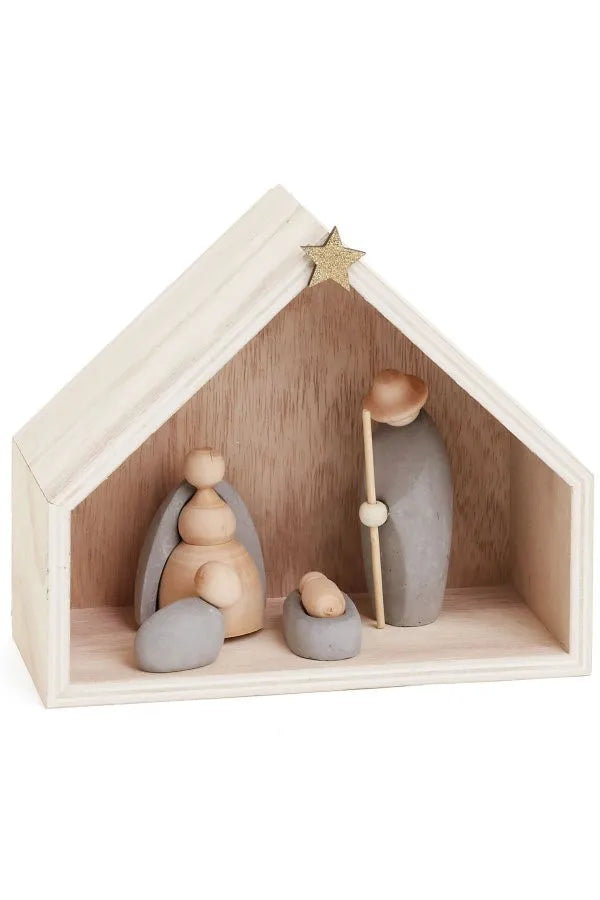 Wood & Stone Nativity Scene