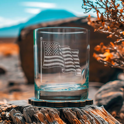American Flag Rocks Glass