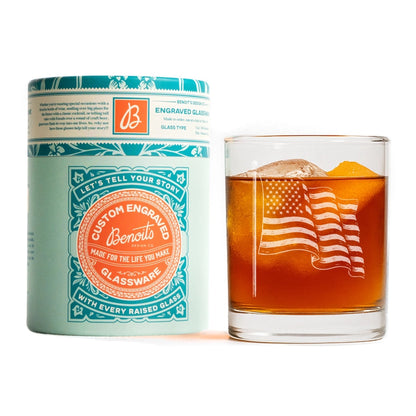 American Flag Rocks Glass