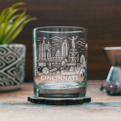 Cincinnati Skyline Rocks Glass