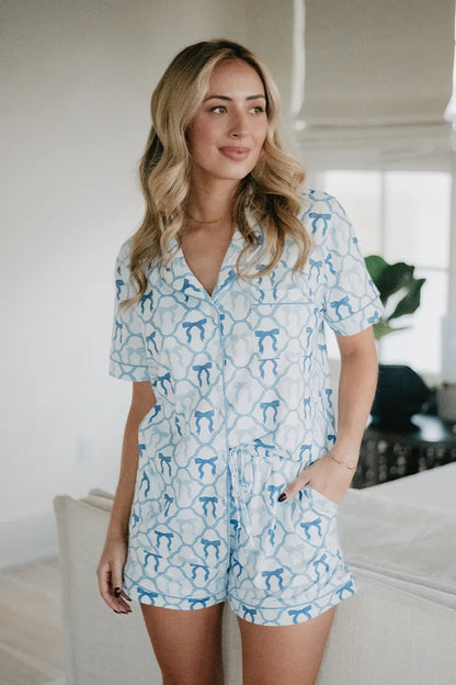 Blue Mini Bow Pajama Set
